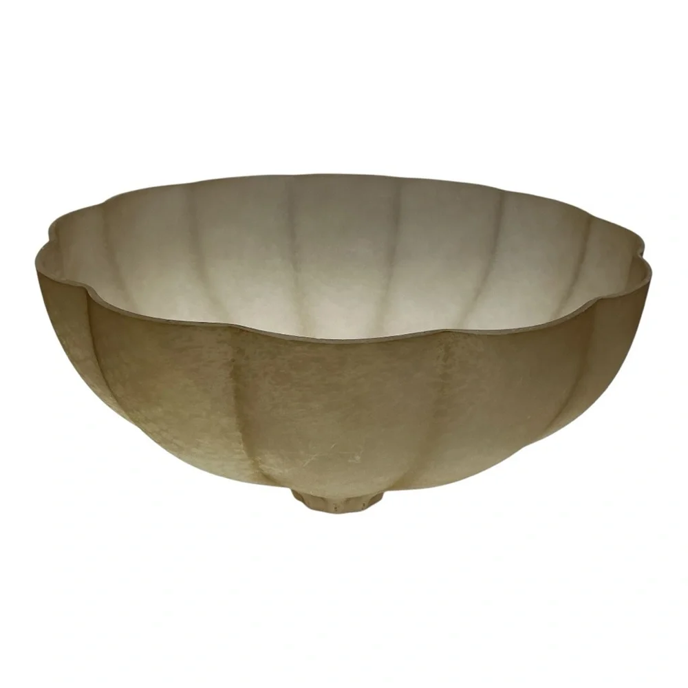 Torchiere REPLACEMENT Floor Lamp Glass Shade Fluted Clam Shape Amber Alabaster